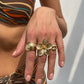 2025 New Fashion Metal Flower Open Rings for Women Creative Baroque Imitation Pearl Rings Y2K Bridal Wed Jewelry Gift