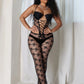 Sexy Jacquard Jumpsuit Women Coquette Midnight Party Waistless Hollow Halter Mesh Activity Clubwear Workout Overalls