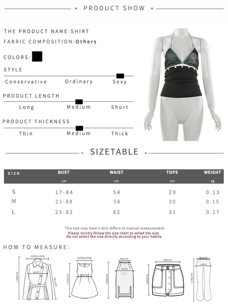 Sexy Two Tops Women Metal Ring Halter Number Print Mesh Bras+Buttons Decoration Tank Tops Hip-Hop Style Streetwear