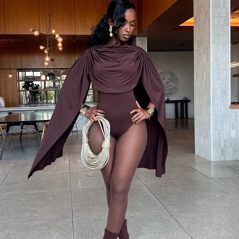 Women Elegant Sexy Swing Collar Shawl Bodysuits Chic Fashion Sleeveless Club Party Rompers Streetwear Overalls Tops