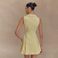 Turn-down Collar Button Up Sleeveless Pleated Mini Dress White Elegant Dresses Woman 2025