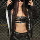 Sexy PU Leather Tank Top Women Hollow Metal Buckle Sleeveless Coquette Midnight Party Clubwear Hottie Punk Style Vest