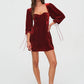 Velvet Backless Sexy Mini Dress For Women Elegant Autumn Winter New Square Collar Half Sleeve Bodycon Club Party Dress