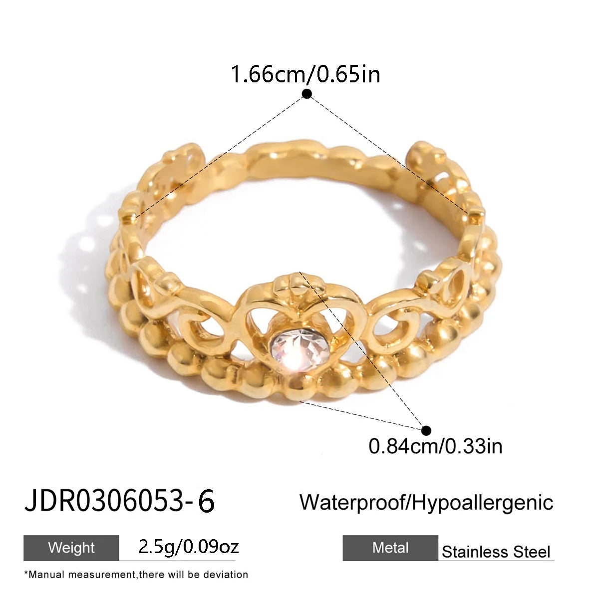 18K Gold Plated Stainless Steel Geometric Fashion Ring Waterproof Anti Allergic colorfast Fashion Jewelry Unisex 2024
