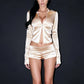 Satin 2-Piece Set Women Single-Breasted Full Sleeve Crop Tops+Elastic Waist Simple Classic Shorts Autumn Fashion Suit