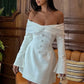 Off The Shoulder Long Sleeve Short Dresses for Women Clothing Elegant Black White Party Dress Fashion 2025