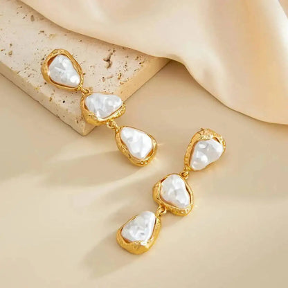 Elegant Imitation Pearl Water Drop Long Tassel Earrings for Women Trend Retro Pierced Dangle Earrings Wedding Jewelry