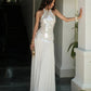 Sequin Maxi Dress Women o-Neck Sleeveless Patchwork Folds Skinny Chic Vacation Summer Wedding Party Fashion Vestidos