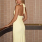Halter Deep V Neck Backless Sexy Maxi Dress Women Elegant Off-shoulder Sleeveless Bodycon Club Party Long Dress Female