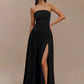 Off-shoulder Strapless Sexy Maxi Dress Women Elegant Sleeveless Backless Thigh High Split Pleated Club Party Long Dress