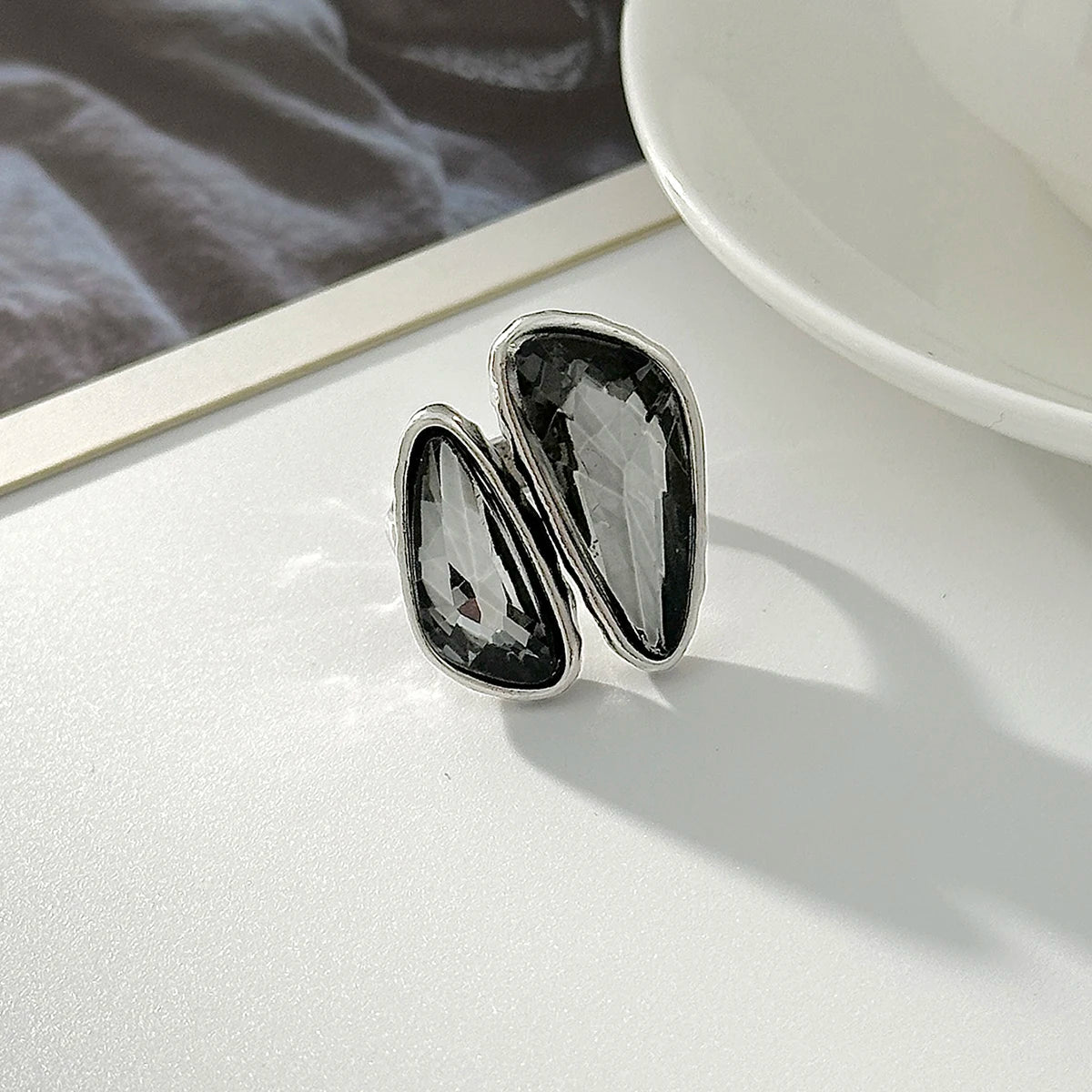 7 Styles Goth Crystal Open Ring for Women 2026 New Trend Geometric Adjustable Knuckle Rings New Year Party Jewelry Gift