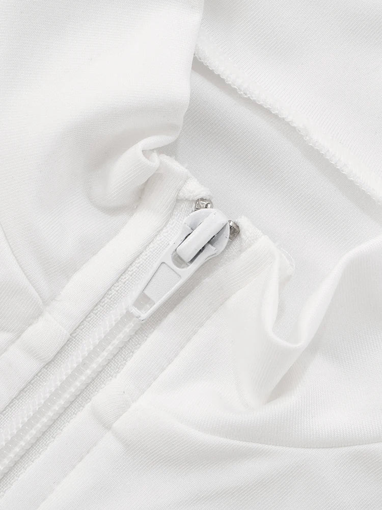 Y2K Solid Style 2 Piece Set Women Zipper Cardigan Full Sleeve Tops+Ruched Mini Skirts Daily Casual Simple Streetwear