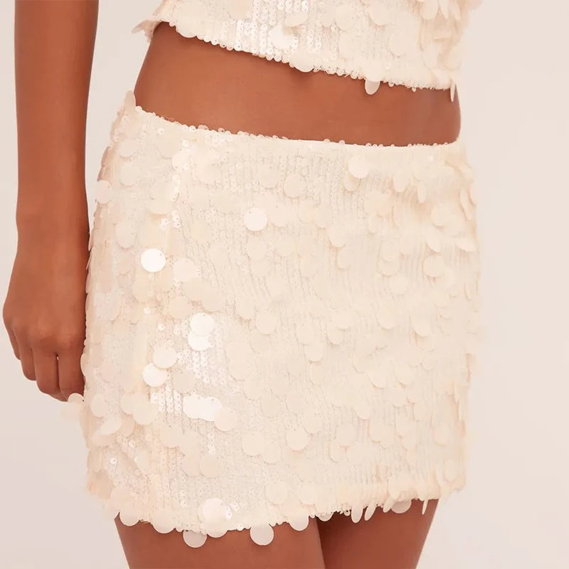 Y2k Festival Rave Club Party Glitter Shinny Short Skirt Sequin Sparkly Mini Skirt Women Coquette Low Rise Pencil Skirt
