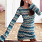 Colorful Print Dress Women o-Neck Full Sleeve Skinny Autumn New Trend Elasticity High Street Classic Mini Bodycon