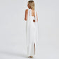 Mesh Sleeve Scarf Backless Split Maxi Dress Birthday Sexy Elegant Evening Gown Cocktail Party Dresses