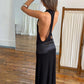 Silky Stain Patchwork Gown Dress Woman Summer Trend Low-Neck Backless Sleeveless Evening Party Elegant Long Bodycon