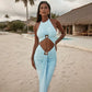 Front Cut-out Hardware Halter Maxi Dress Sexy Elegant Black Party Dresses for Woman Clothing