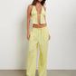 Women Summer Pants Outfits Stripe Tie-Up Halter Neck Backless Sleeveless Tank Tops Wide-Leg Pants 2 Pieces Clothes Set