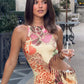 Sexy Hollow Tassel Decoration Dress Woman Colorful Print o-Neck Sleeveless Summer Vacation Elegant Style Long Bodycon