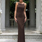 Sleeveless Backless Summer Maxi Dresses 2026 Woman Clothing Elegant Sexy Brown Party Dress
