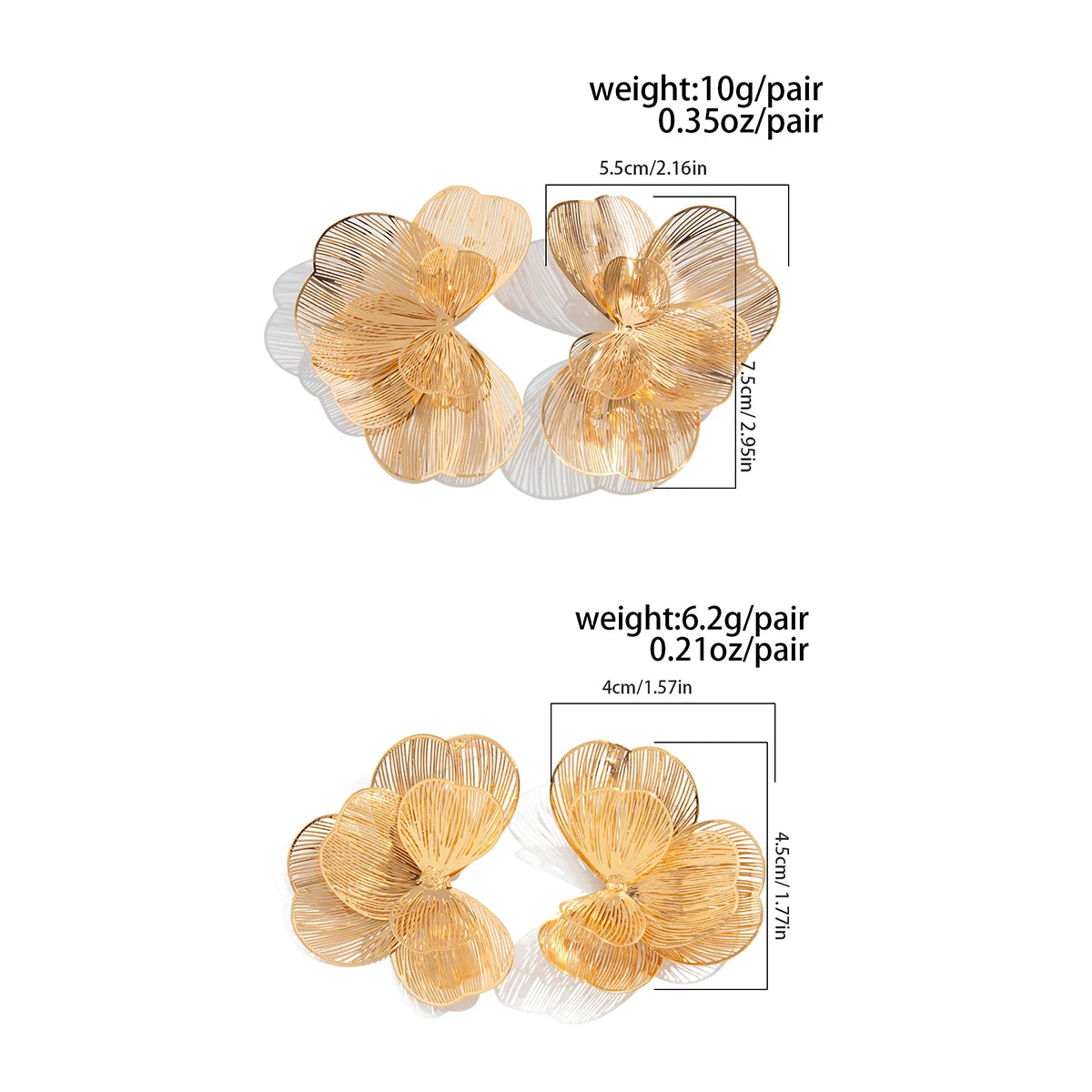 Creative Chic Petal Flower Stud Earrings for Women Trendy Wed Bridal Gold Color Piercing Earring Daily Jewelry Gifts