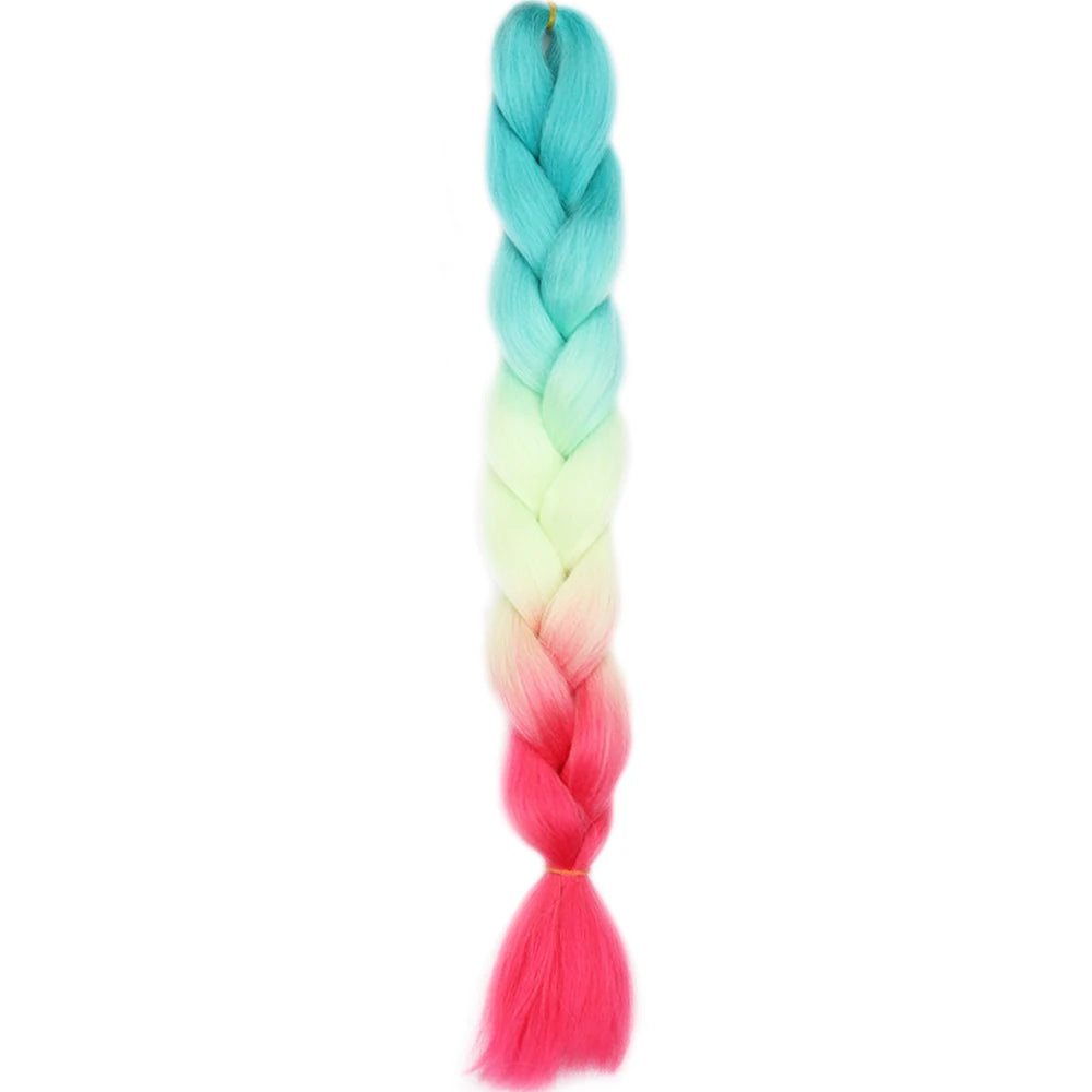 24 Inch Jumbo Box Braids Extensions Synthetic Braiding Hair DIY Hair Braids For Children Pink Purple Yellow Gray