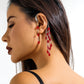 1PC Long Tassel Red Crystal Clip Earring for Women Wedding Bridal Elf No Piercing Fake Cartilage Ear Bone Clips Jewelry