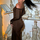 Off-shoulder Long Sleeve Sexy Maxi Dress For Women Fashion Strapless Backless Draped Bodycon Club Party Long Dress
