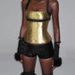 Bright Silk Shirring Tank Top Women Hottie Wild Cross Backless Halter Patchwork Sleeveless Chic Sexy Street Club Vest