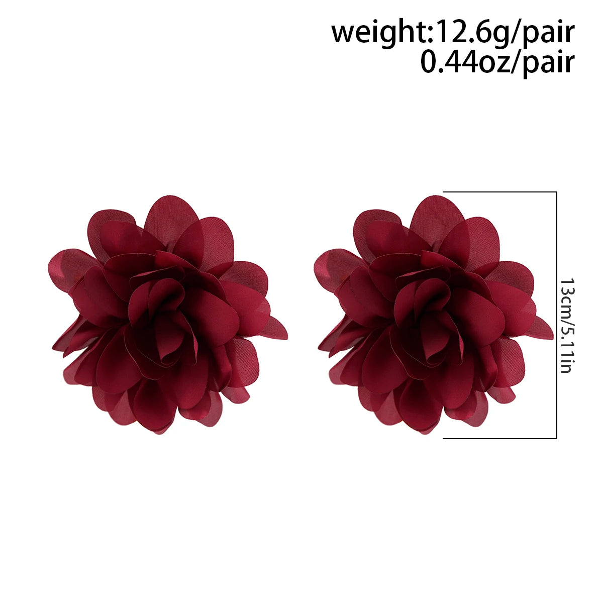 Exaggerated Big Silks Satins Flower Stud Earrings Women Elegant Petal Fluffy Fabric Pierced Earring Y2K Jewelry Wed Accessories
