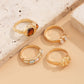 4Pcs Boho Rhinestone Gold Color Ring Set for Women Wed Bridal Geometric Metal Knuckle Ring Couple Jewelry Accessories