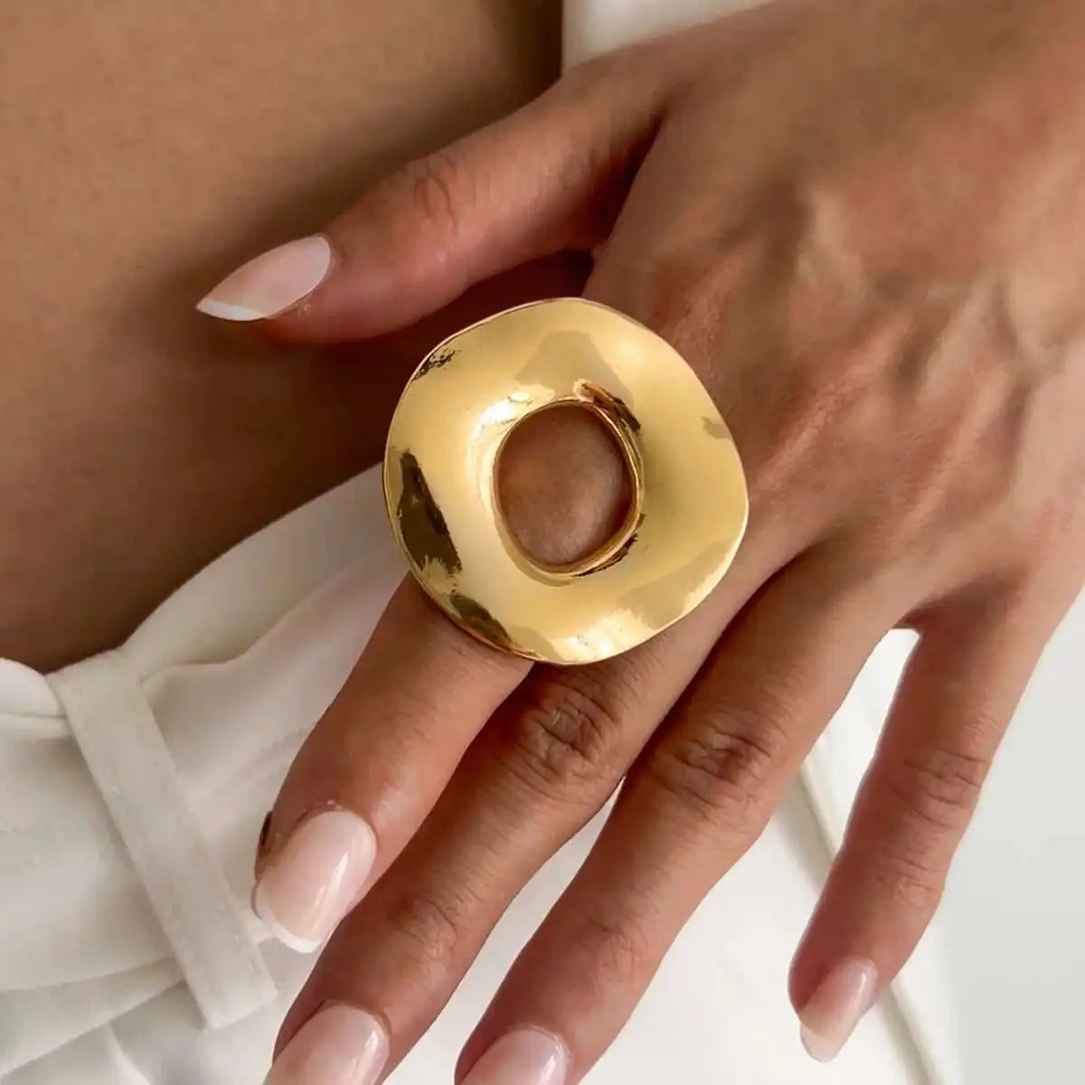 Creative Unique Metal Petal Flower Branch Open Ring Women Punk Gold Color Geometric Adjustable Rings Y2K Couple Jewelry