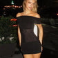 See Through Mesh Black Summer Dresses Sexy Club Wear Off Shoulder Mini Dress 2026 Woman Clothing