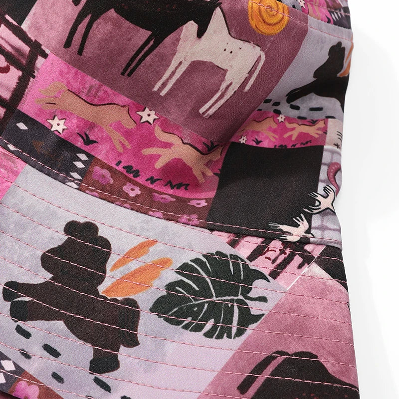Patchwork Print Bucket Hat with Floral Pattern, Retro Mixed Block Sun Hat for Daily Outdoor, Chic Aesthetic Headwear