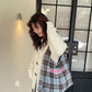 Y2K Korean Plaid Letter Embroidery Large Capacity Tote Bag For Women