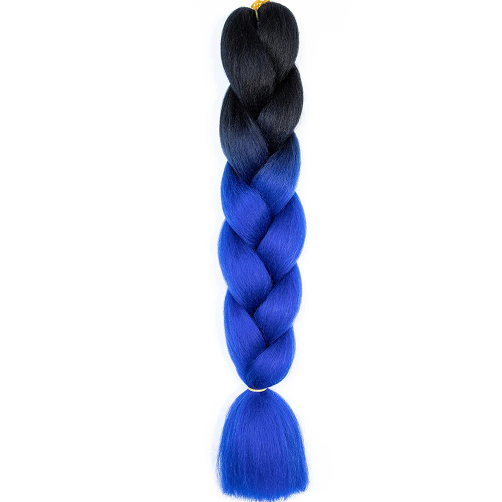 24 Inch Jumbo Box Braids Extensions Synthetic Braiding Hair DIY Hair Braids For Children Pink Purple Yellow Gray