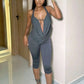 Sexy Swing Collar 2 Piece Set Women New Trend hollow Halter Bandage Sleeveless Tank Top+Mid-Length Shorts Streetwear