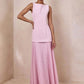 Elegant Two Piece Maxi Dress Women Fashion Boat Neck Sleeveless Bodycon Pleated Club Party Long Dress Female Vestidos