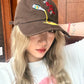 Women's Cute Embroidered Baseball Cap, Vintage Washed Cotton Dad Hat with Funny Print, Adjustable Casual Daily Sun Hat