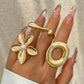 Vintage Gothic Geometric Metal Rings for Women Trend Boho Flower Irregular Circular Couple Ring Wed Jewelry Accessories New
