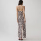 Abstract Zebra Print Black Lace Dresses Spaghetti Strap V Neck Backless Maxi Dress Sexy Vacation Outfits