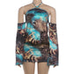 Multi-animal Print Halterneck Mini Dress with Long Flared Sleeves Fashion 2026 Fall Dresses for Women