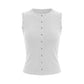 Women Cowgirl Style Studded Sleeveless Tank Top Ribbed Knit Button Front Slim Fit Vest for Summer Casual Streetwear