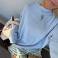 Solid Knit Pullover Women Loose Drop Shoulder Long Sleeve Crew Neck Short Sweater Minimalist Winter Fall Casual Knitwear