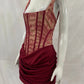 Lace Corset Mini Dress Women Square Neck Wide Strap Ruched Satin Bodycon Short Dress Club Party Cocktail Vestidos