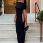 Sexy Backless Long Dress Woman Summer Trend o-Neck Short Sleeve Side Hollow Design Vacation Elegant Style Design