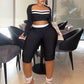 2 Piece Set Woman Contrast Patchwork Autumn Trend Low-Neck Full Sleeve Crop Tops+Skinny Peach Hip Long Pant Sexy Suit