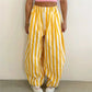 Women Vertical Striped Balloon Pants Elastic High Waist Double Button Loose Baggy Wide Leg Casual Trousers With Pockets