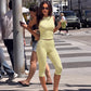 Summer Vacation Women Polka Dot Two Piece Matching Set Sleeveless Cropped Tank Top High Waist Capri Leggings Streetwear