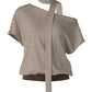 Women T Shirts Brown Striped Asymmetrical One Shoulder Short Sleeve Crop Tops Summer Clothes 2026